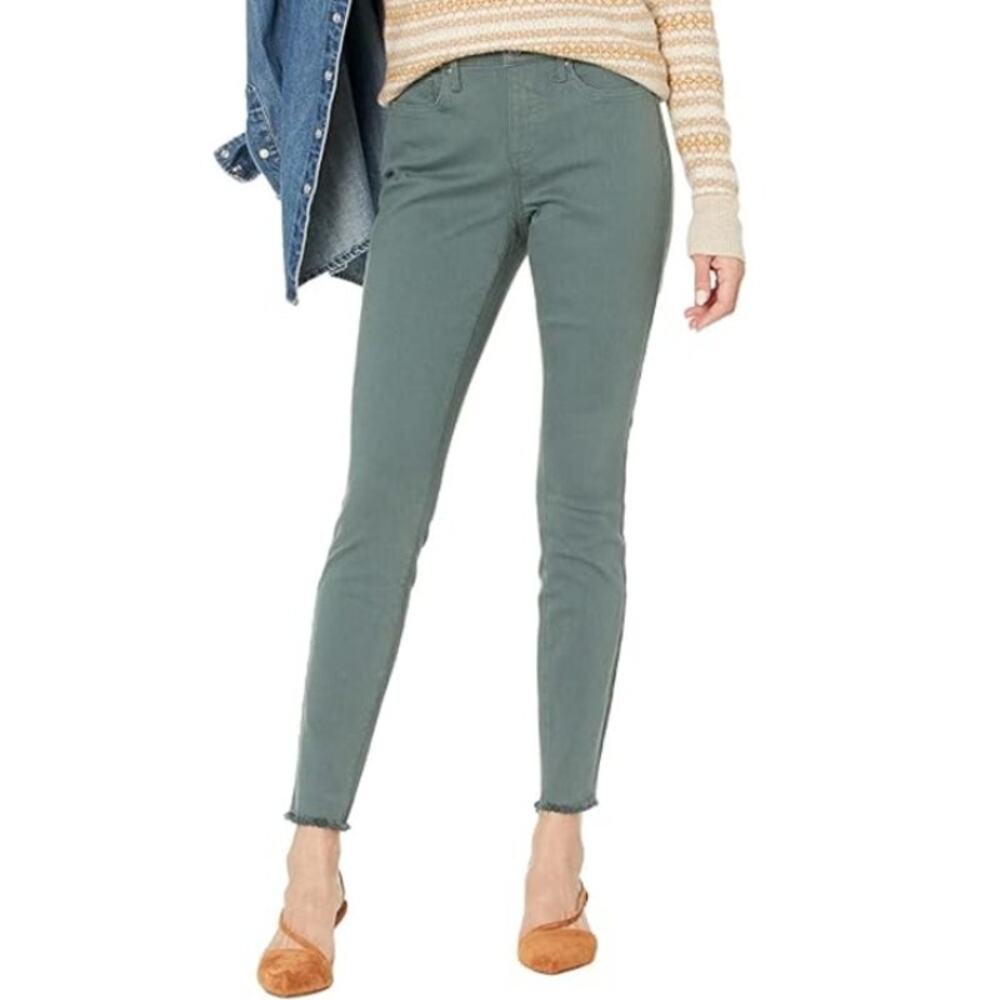 NYDJ Ami Skinny Jeans Frayed Hem Mid Rise Slimming Fit Stretch Evergreen Size 12
